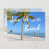 Palm Trees Beach Summer Save the Date Aankondigingskaart (Voorkant / Achterkant)