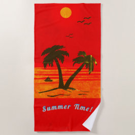Palm Trees Beach Summer Time! Oranje keuken Strandlaken