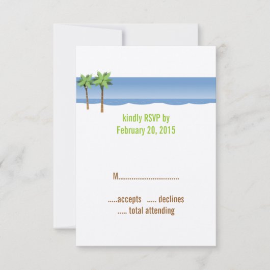 Palm Trees Beach Wedding Cartes RSVP (Devant)