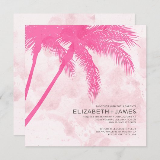 Palm Trees Beach Wedding Invitations (Devant / Derrière)
