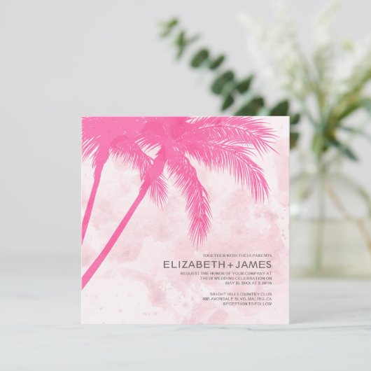 Palm Trees Beach Wedding Invitations (Debout devant)