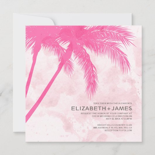 Palm Trees Beach Wedding Invitations (Devant)