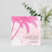 Palm Trees Beach Wedding Invitations Kaart (Staand voorkant)
