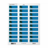 Palm Trees Blue Script Namen retouradres Etiket (Full Sheet)