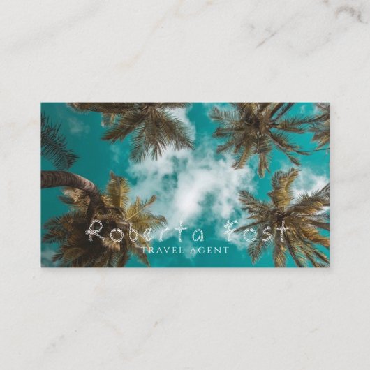 Palm Trees Blue Travel Agent Carte de visite (Devant)