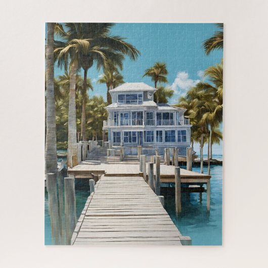 Palm Trees Boot Dock Puzzel (Verticaal)