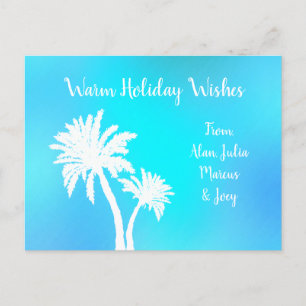 Palm Trees Bright Aqua Warm Kerstmis Briefkaart