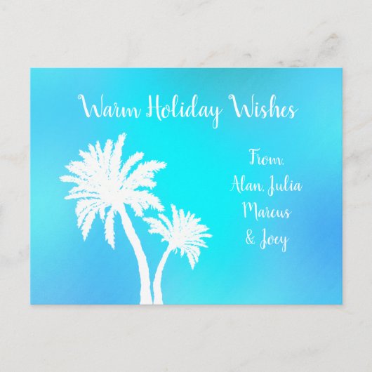 Palm Trees Bright Aqua Warm Kerstmis Briefkaart (Voorkant)