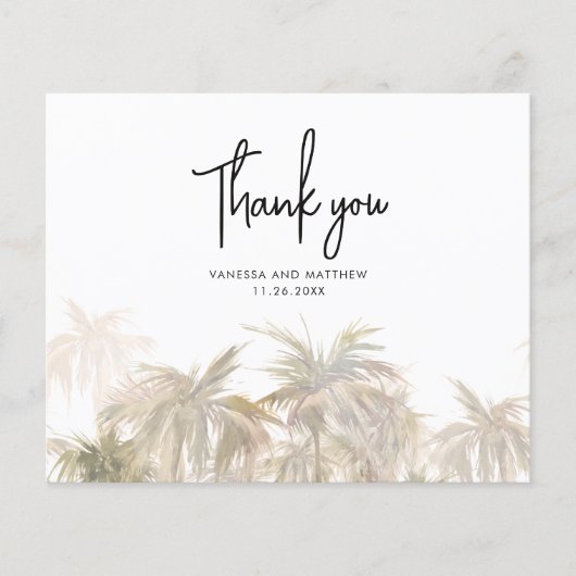 Palm Trees Budget Hand-Lettered Wedding Dank u (Voorkant)
