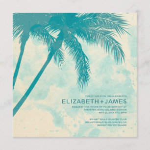 Palm Trees Burlap Wedding Invitations Kaart