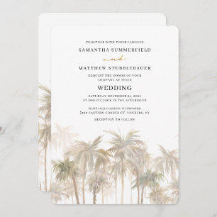 Palm Trees Coastal Destination Wedding Kaart