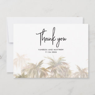 Palm Trees Coastal Hand-Lettered Wedding Bedankt