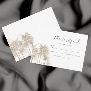 Palm Trees Coastal Waterverf Wedding RSVP Kaartje