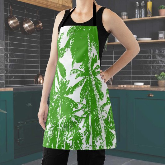 Palm Trees Design in Green and White Schort