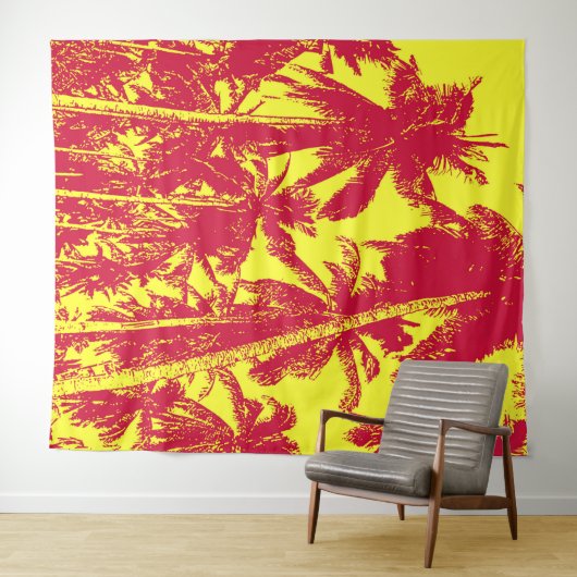 Palm Trees Design Red & Yellow Postered Effect T Wandkleed (In Situ (horizontaal))