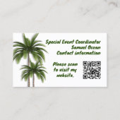Palm Trees double face QR Cartes de visite (Dos)