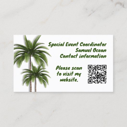 Palm Trees Dubbelzijdige QR code Visitekaartjes Contactkaartje (Achterkant)