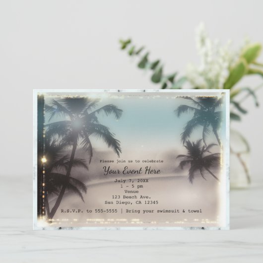 Palm Trees Elegant Tropical Beach Kaart (Staand voorkant)