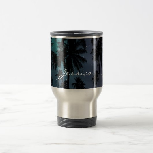 Palm Trees en Sterrennacht Sky Personalized Reisbeker (Center)
