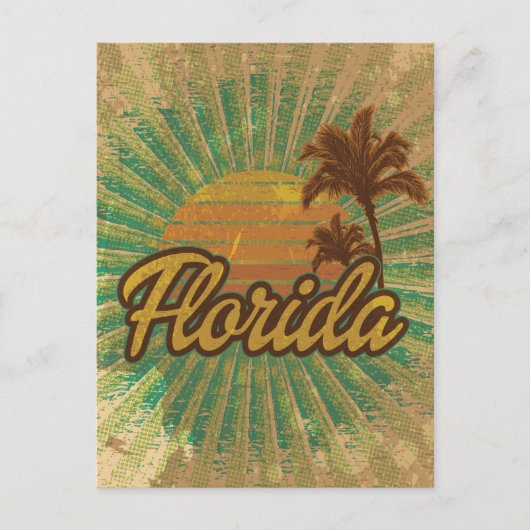 Palm Trees en Sun, Florida Briefkaart (Voorkant)