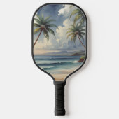 Palm Trees Hawaiian Travel Honolulu Blue Sea Pickleball Paddle (Voorkant)