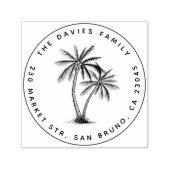 Palm Trees & het Ronde Adres van de Terugkeer van Zelfinktende Stempel (Design)