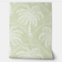 Palm Trees in Pastel Green Arch Motifs Textured