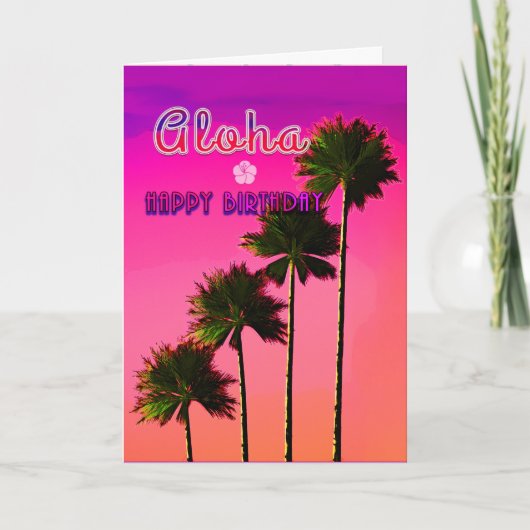 Palm Trees in the Sunset Birthday Card Kaart (Voorkant)