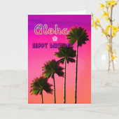 Palm Trees in the Sunset Birthday Card Kaart (Gele Bloem)