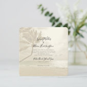 Palm Trees Island Beach Sepia Faire-part de mariag (Debout devant)