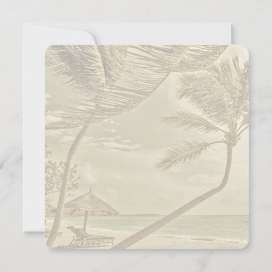 Palm Trees Island Beach Sepia Faire-part de mariag (Dos)