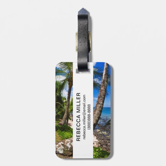 Palm Trees langs Hideaways Beach Bagagelabel (Achterkant verticaal)