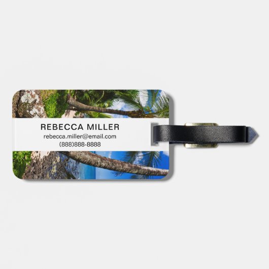 Palm Trees langs Hideaways Beach Bagagelabel (Achterkant horizontaal)