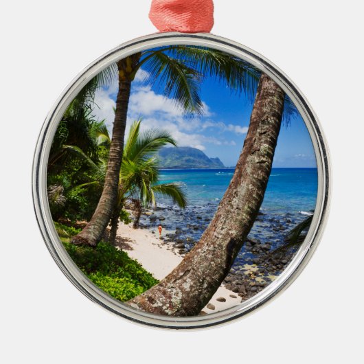 Palm Trees langs Hideaways Beach Metalen Ornament (Voorkant)