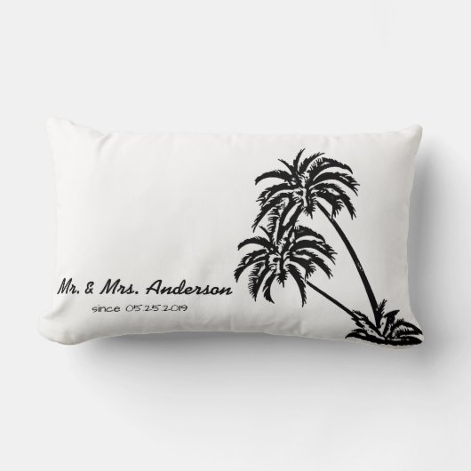 Palm Trees Love Tropical Wedding Personalized Kussen (Voorkant)