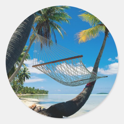 Palm Trees met Hammock Ronde Sticker (Voorkant)
