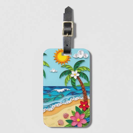 Palm Trees on the Beach Personalized Bagagelabel (Voorkant (verticaal))