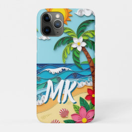 Palm Trees on the Beach Personalized iPhone 11 Pro Hoesje