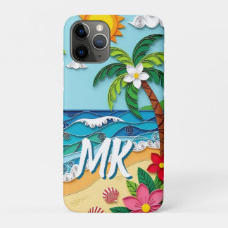 Palm Trees on the Beach Personalized iPhone 11 Pro Hoesje