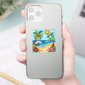 Palm Trees on the Beach  Sticker (Telefoon)
