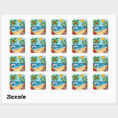 Palm Trees on the Beach  Vierkante Sticker (Vel)