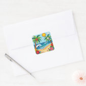 Palm Trees on the Beach  Vierkante Sticker (Envelop)