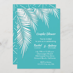 Palm Trees op Turquoise Bridal Shower Invitations