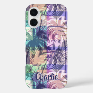 Palm Trees Patroon aangepaste naam telefoonhoesjes iPhone 16 Hoesje