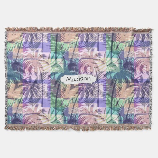 Palm Trees Pattern, aangepaste naam gooit deken (Voorkant)