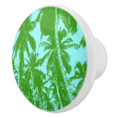 Palm Trees Pattern in Green and Blue. Keramische Knop (Rechts)