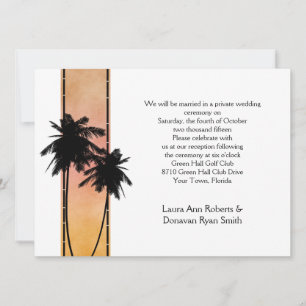 Palm Trees Peach Yellow Ombre Reception slechts Kaart