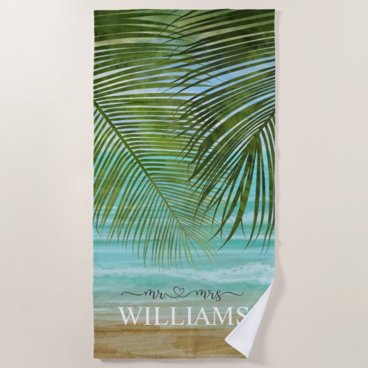 Palm Trees Personalized Beach Towel Strandlaken (Voorkant)