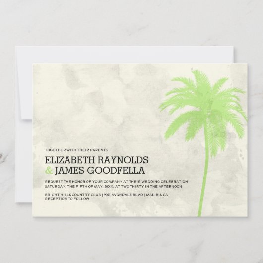 Palm Trees Plage Mariage Invitations (Devant)
