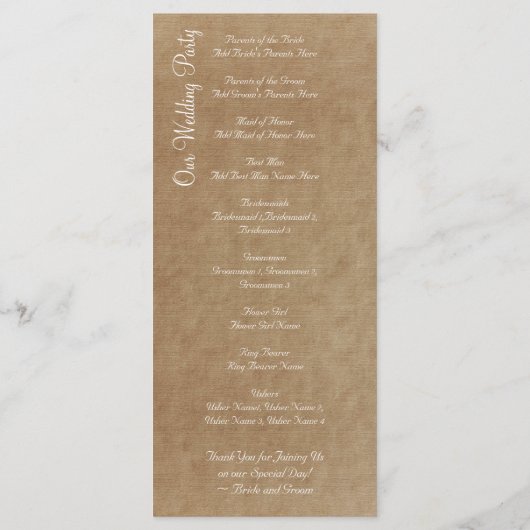 Palm Trees Plage tropicale Programmes de mariage (Dos)